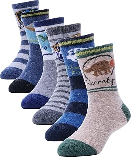 ANTSANG Wool Socks for Boys Girls Teens Winter Striped Snow Socks 6 Pairs