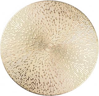 Round Placemats Gold Metallic Set of 6 Vinyl Hollow Placemats 15 Inch, Washable Easy Clean Wipeable Non Slip Stain Heat Resistant Dining Table Place Mats for Wedding Party Decoration by Snowkingdom