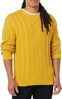 Amazon Essentials Mens Long-Sleeve 100% Cotton Fisherman Cable Crewneck Sweater