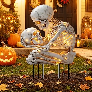 Halloween Glow Skeleton Acrylic Garden Stake, Indoor and Outdoor Garden Acrylic Decoration, Idea Gift for Flower Potted Ornament and Landscape Beautification, Suitable for Courtyards and Lawn