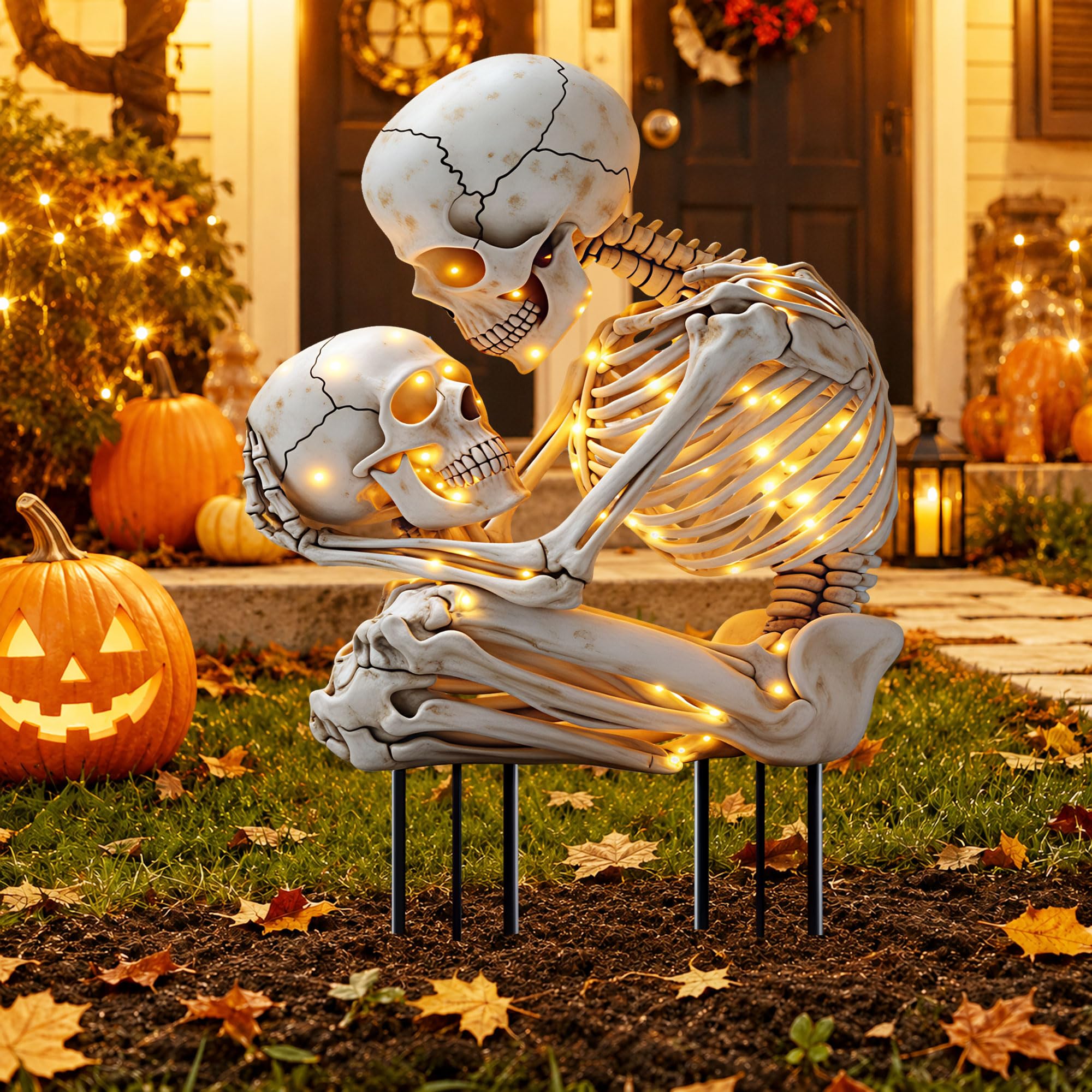 Halloween Glow Skeleton Acrylic Garden Stake, Indoor and Outdoor Garden Acrylic 