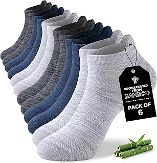 Niorasen Bamboo Trainer Socks for Men & Women, 6 Pairs, Low Cut