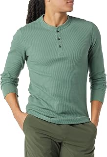 Amazon Essentials Mens Long Sleeve Waffle Henley Regular Fit