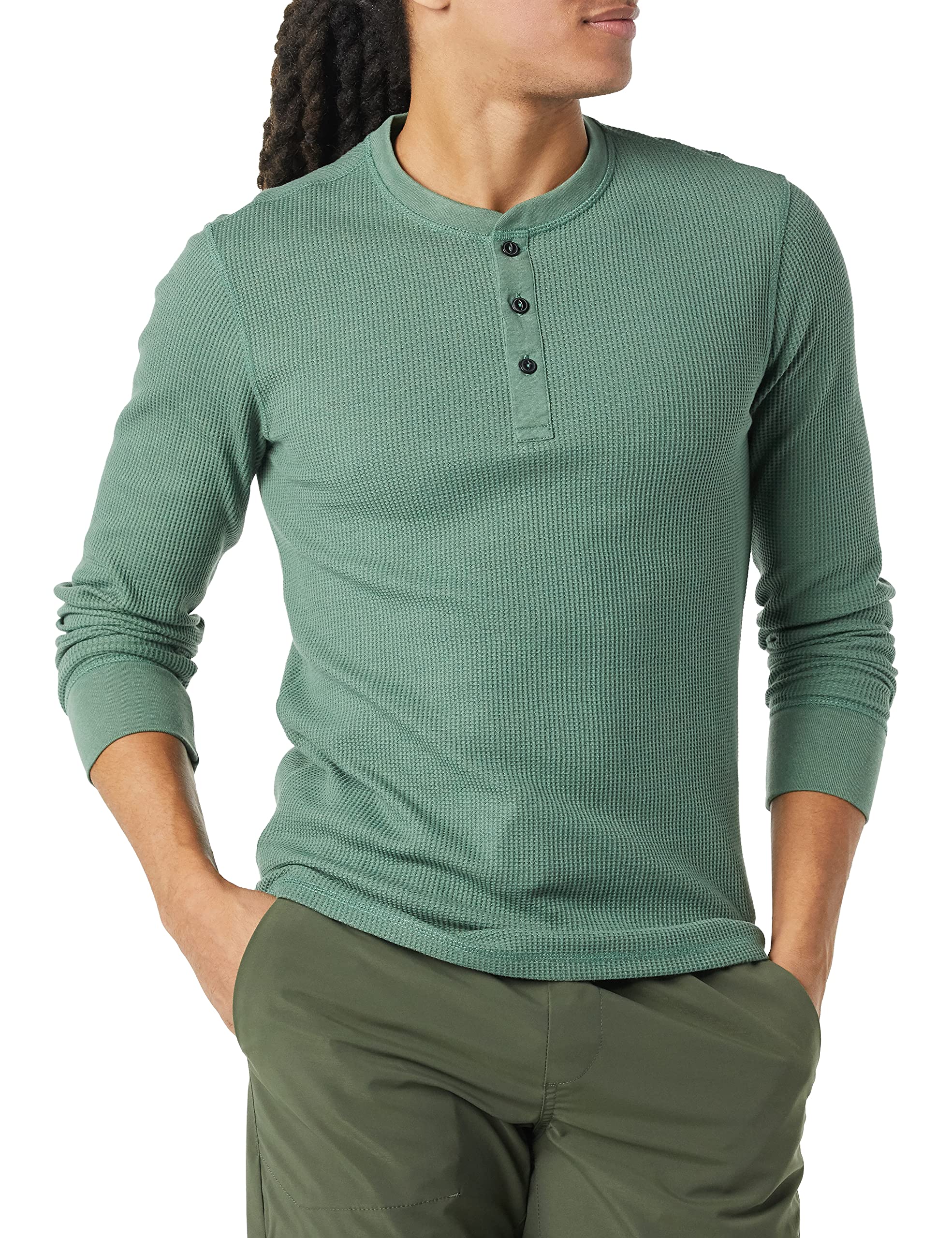 Amazon Essentials Mens Long Sleeve Waffle Henley Regular Fit