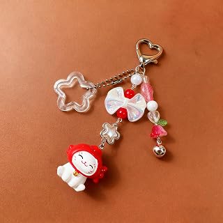 Adorable 3D Lucky Cat Keychain with Resin Butterfly Stars and Beads Unique decorative gift for stylish cartoon charm keychain bag Unique decoration gifts for women