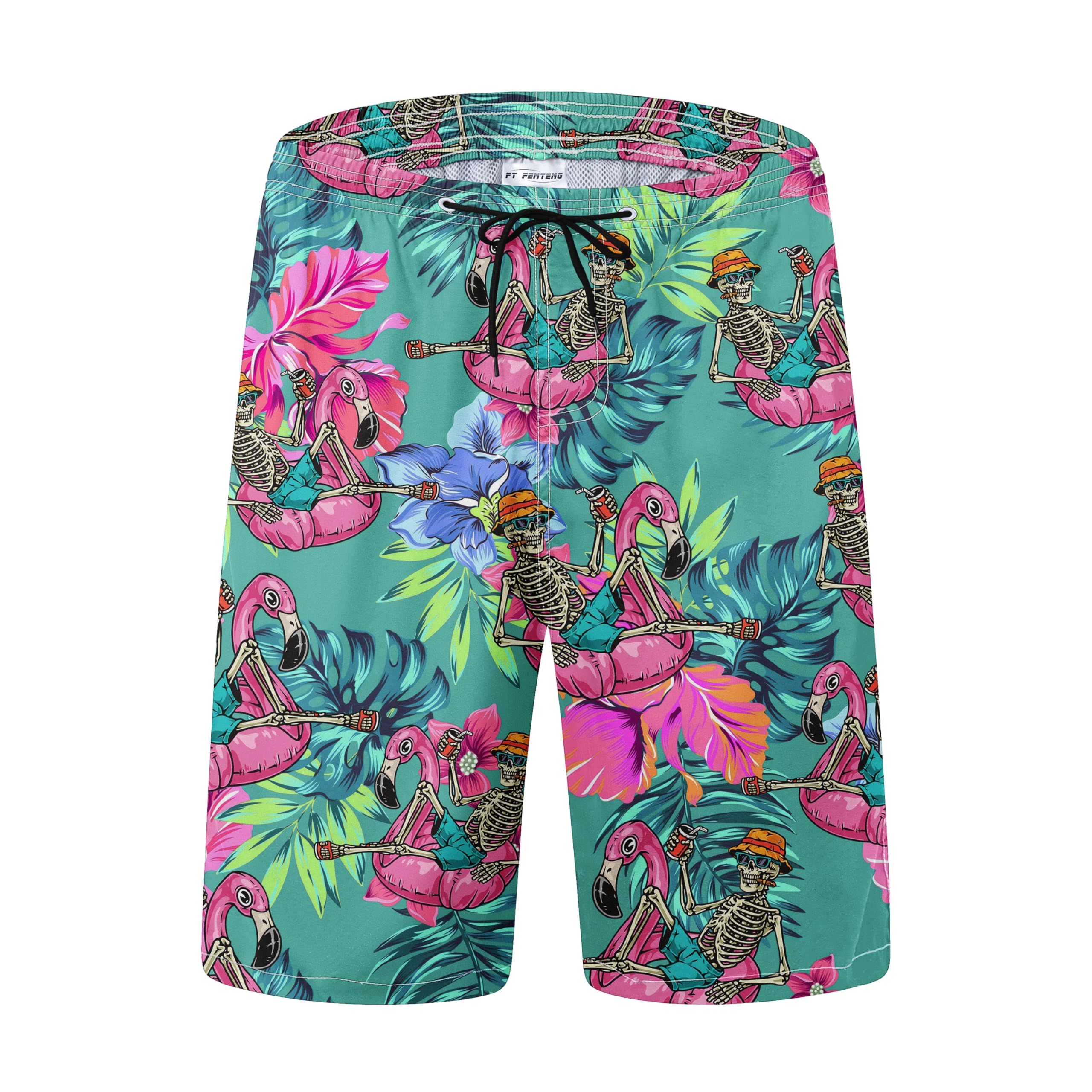 FT FENTENG Mens Swim Trunks Quick Dry Board Shorts with Mesh Lining, Breathable 