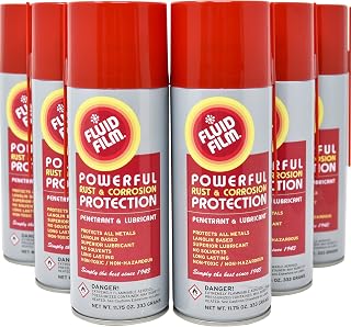 Fluid Film Rust &amp; Corrosion Protection, Metal Surface Penetrant &amp; Lubricant, Marine, Automotive, Industrial, Home, 11.75 Oz Aerosol Spray (Pack of 6)