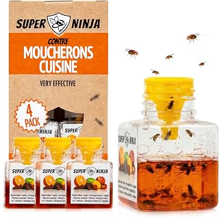 Super Ninja Set of 4 Kitchen Indoor Gnat Traps | Indoor Gnat Catcher for Home, Safe for Children and Animals, Not Suitable for Potting Gnats, Up to 3 Months