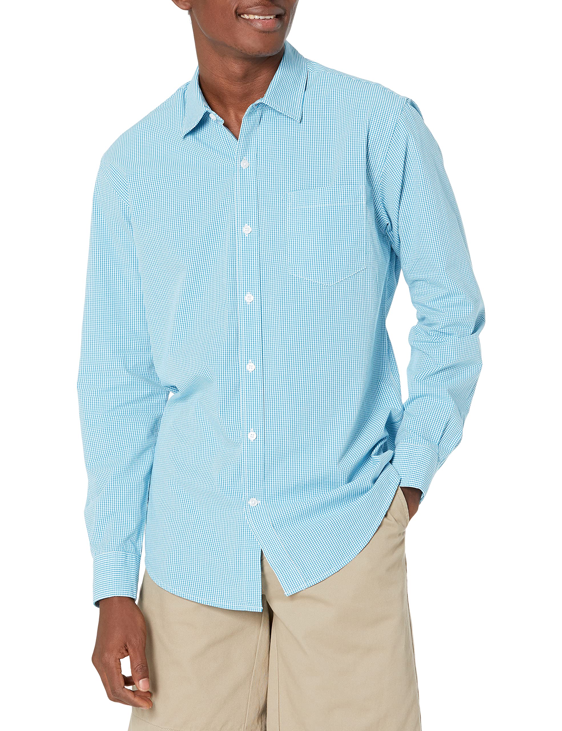 Amazon Essentials Men's Regular-Fit Long-Sleeve Casual Poplin Shirt, Button Fron