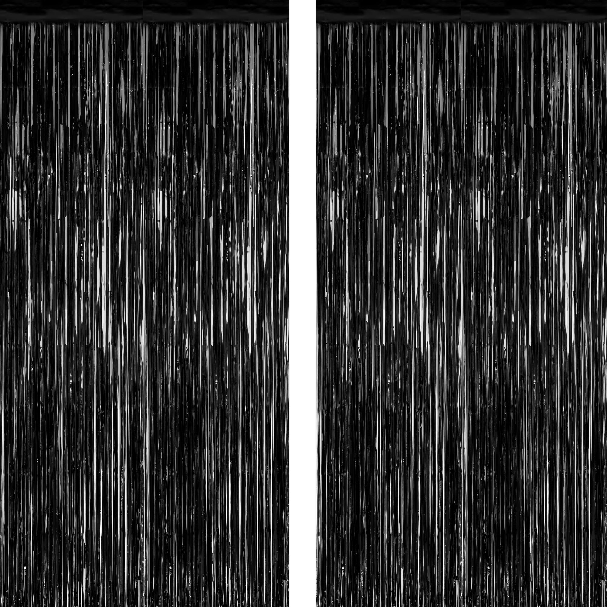 ZATAYE 2 Pack Black Foil Curtain Backdrop Birthday Party Decorations | Black, Me