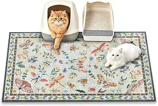 Litter Mat, 89 x 58cm Cat Litter Mat, Traps 100% Cat Litter, Non-Slip Litter Box Trapping Mat, Cute Decor Litter Mat, Easy Clean for Scatter Control, Waterproof Urine Protection