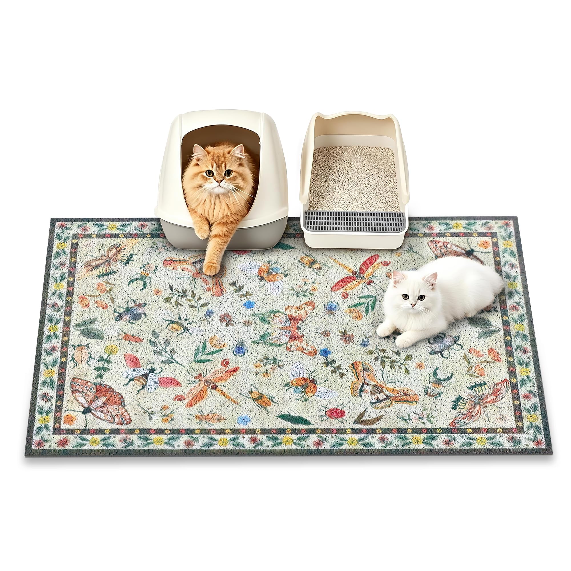 Litter Mat, 89 x 58cm Cat Litter Mat, Traps 100% Cat Litter, Non-Slip Litter Box