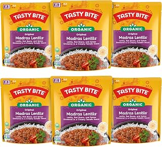 Tasty Bite Organic Madras Lentils, 10 Ounce, Pack of 6, Ready to Eat, Microwavable Entree, Vegetarian
