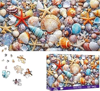 Bimkole Seashell Jigsaw Puzzle for Adults 1000 Pieces, Starfish Paper Jigsaw Puzzle 1000 Pieces, A Fun and Challenging to Decorate The Whole Family, 80 X 41 cm