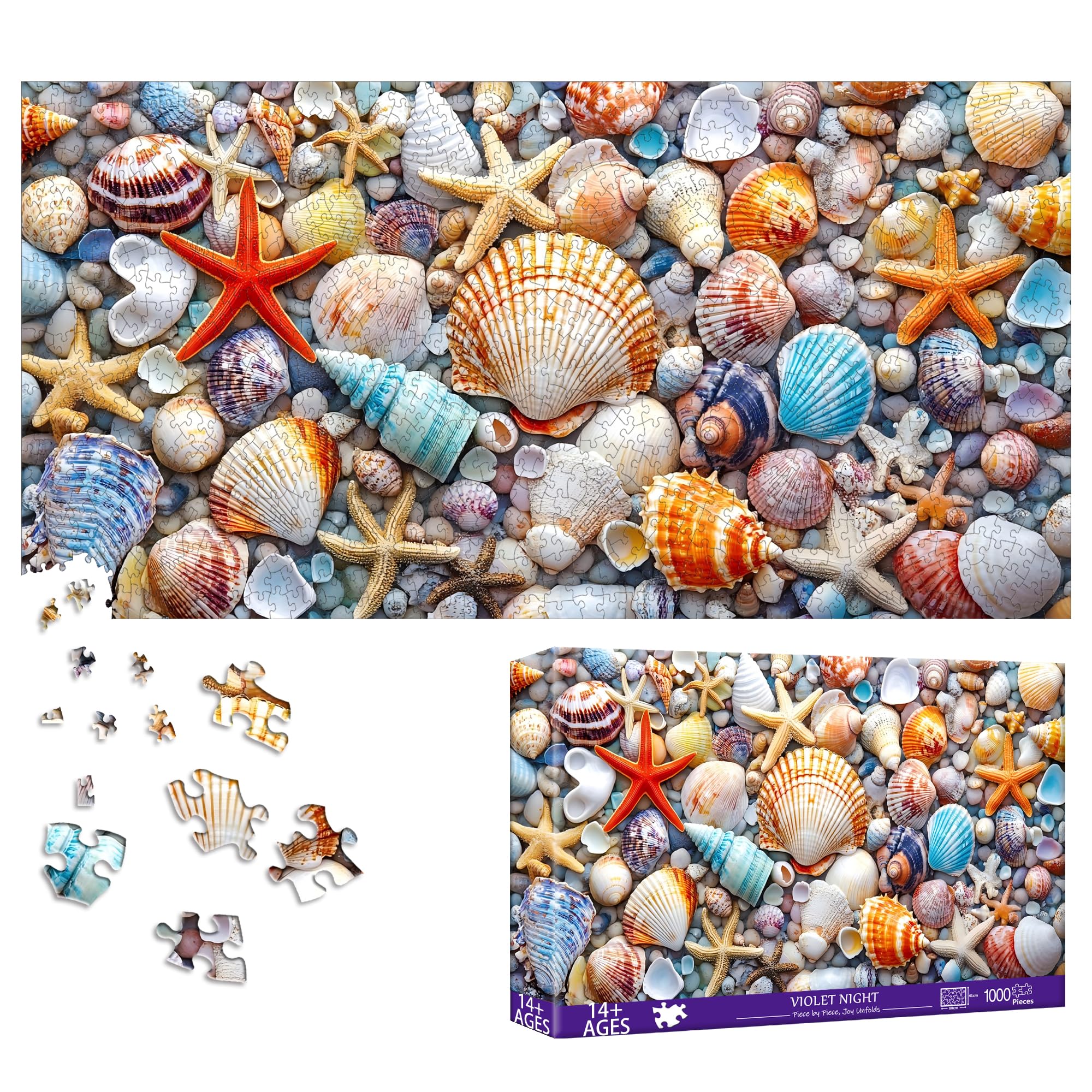 Bimkole Seashell Jigsaw Puzzle for Adults 1000 Pieces, Starfish Paper Jigsaw Puz