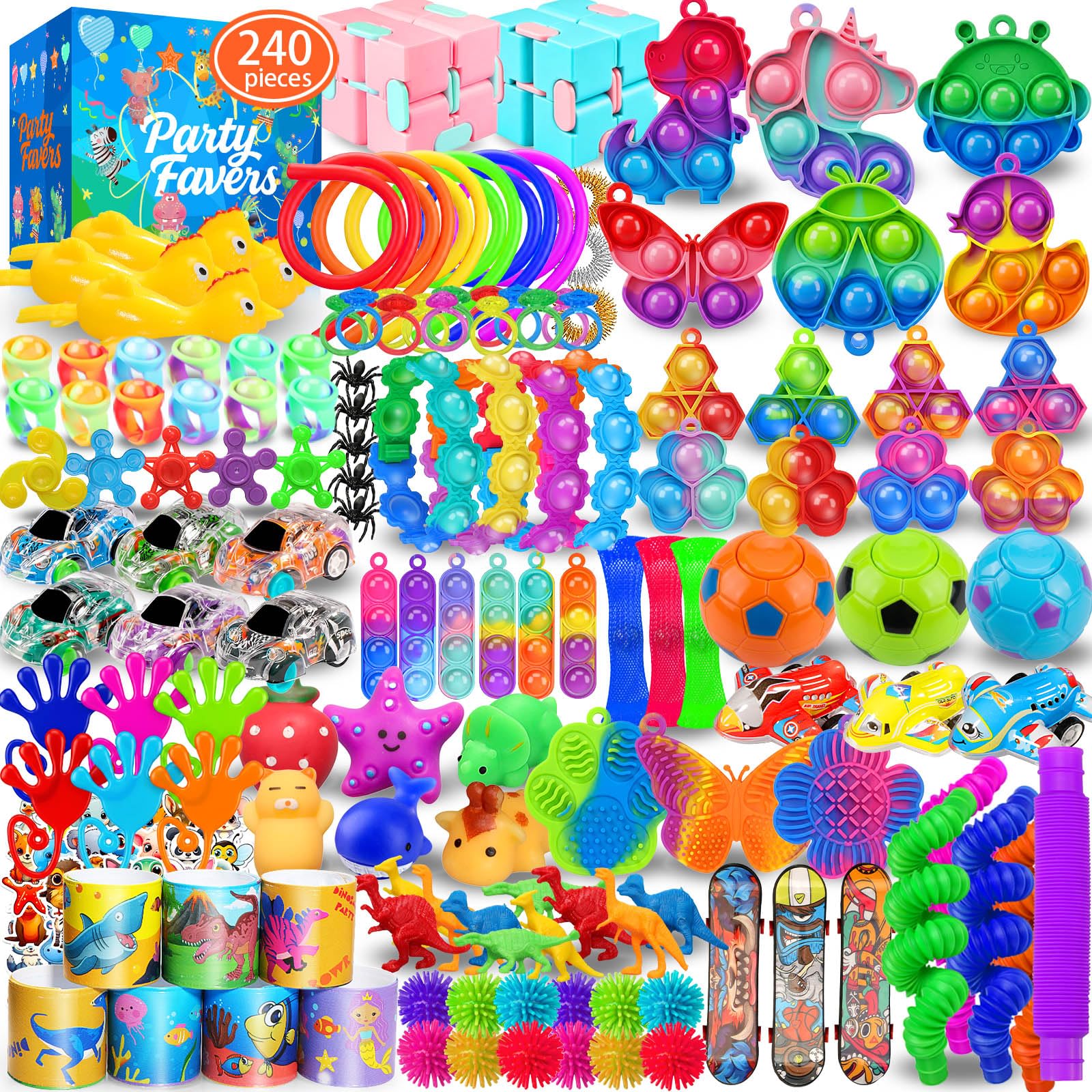 Party Favors for Kids 8-12 4-8, 240 Pack Fidget Toys for Adults, Christmas Stock