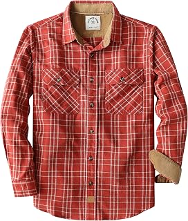 Dubinik Men’s Flannel Shirt, Button-Down Chequered Cotton Shirt, Casual, Long Sleeves, with Two Chest Pockets