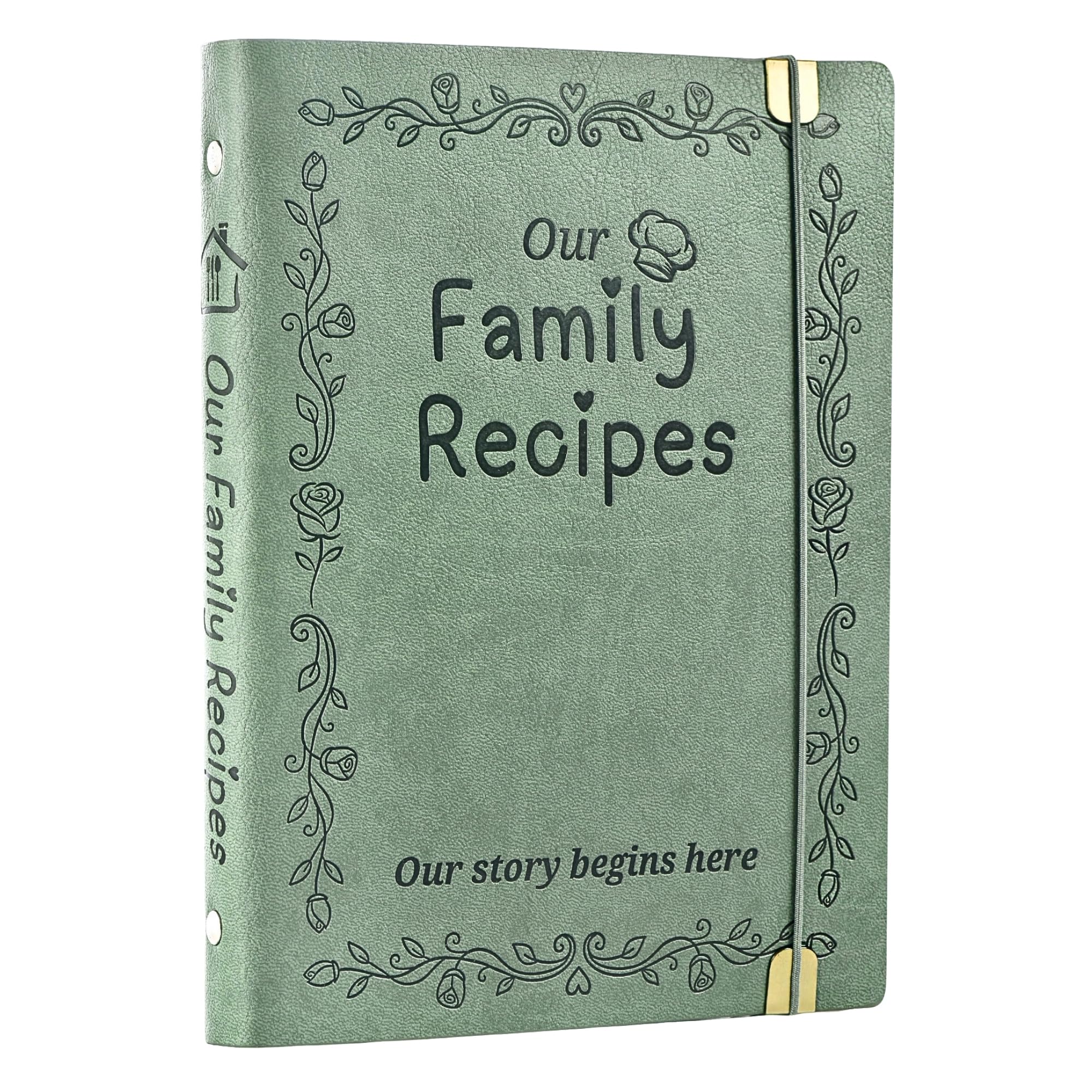 Jalerfu Blank Recipe Book to Write in Your Own Recipe, A5 PU Leather Binder | Bl