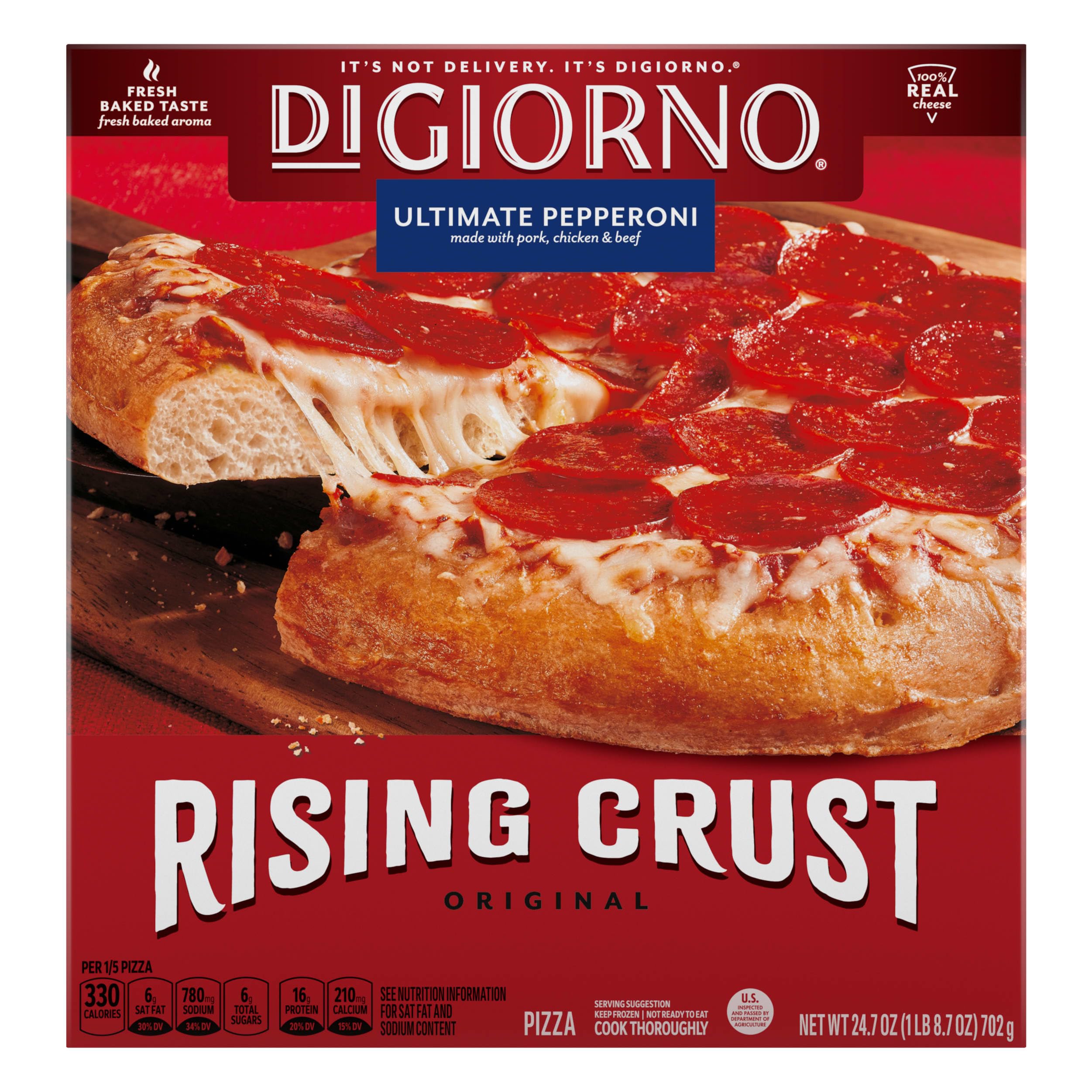 DiGiorno Ultimate Pepperoni Rising Crust Frozen Pizza, 24.7 oz | Rising crust; u