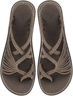 Capana Woven Women's Flat Sandals - Strappy Braided Sandals, Beach Sandals for Women Dressy Summer, Rope Bohemian Sandals, Spring Casual Womens Shoes, Comfy Boho Flats for Teen Girls – Banyan