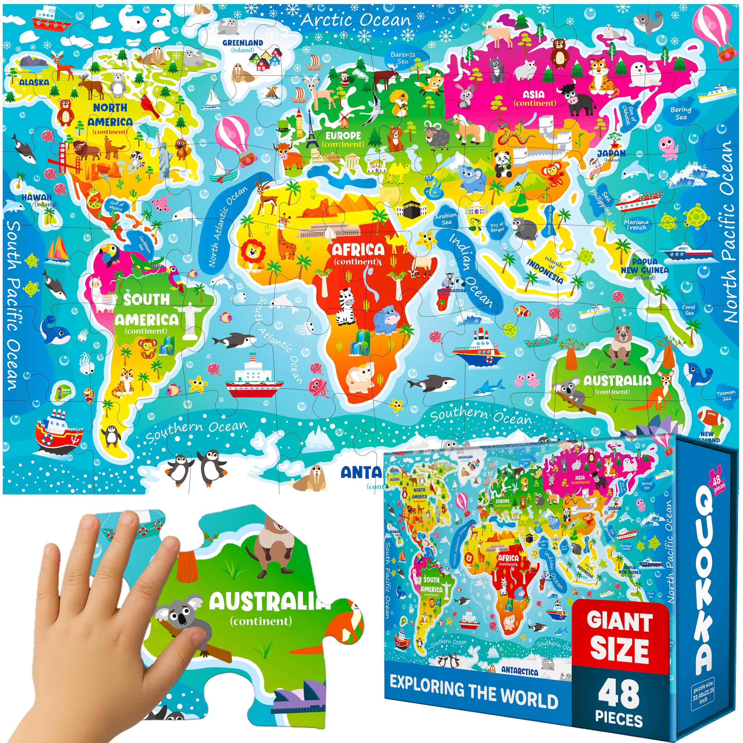 Giant Floor Puzzles for Kids Ages 3-5 - 48 Piece Puzzles for Kids Ages 4-8 | Wor