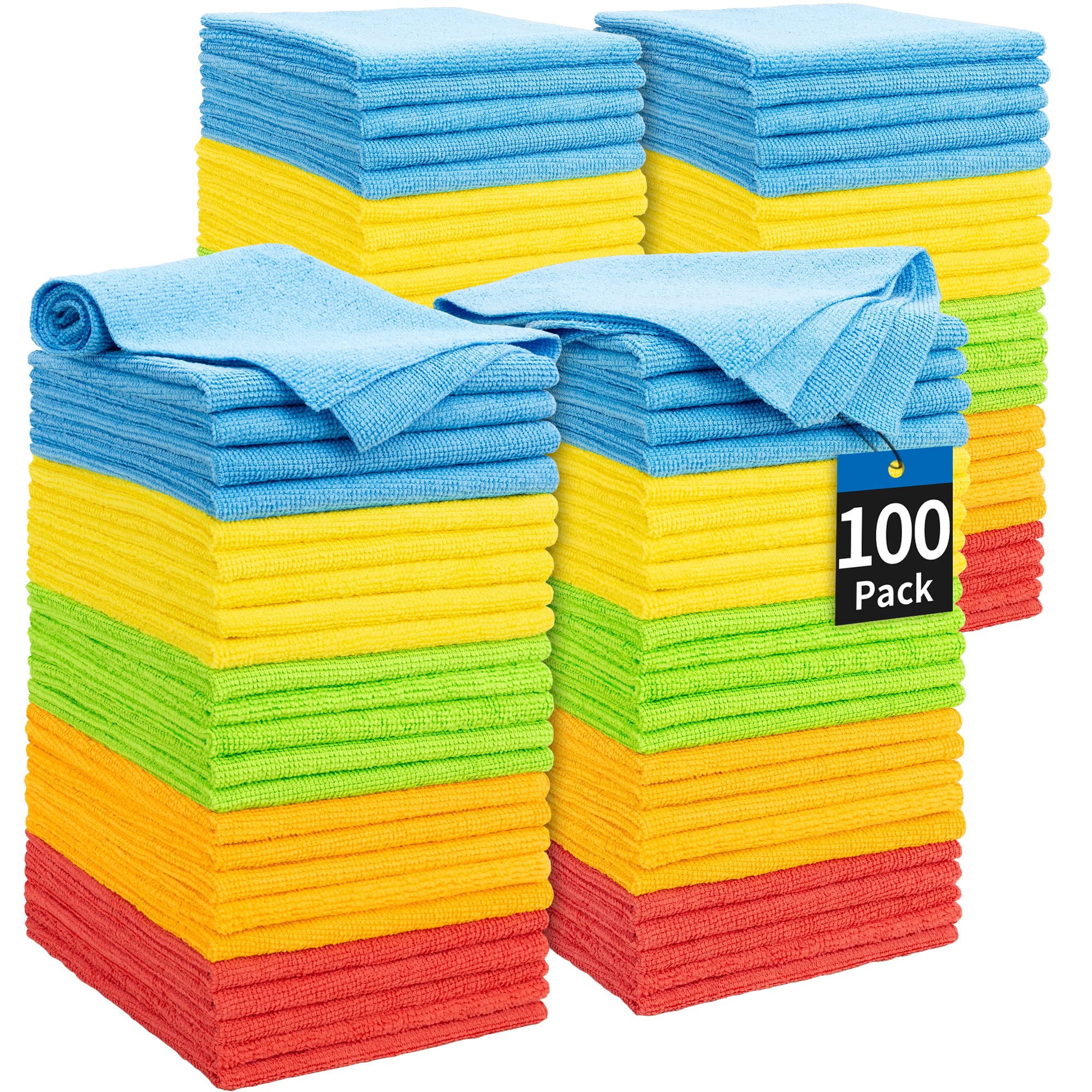 HOMERHYME Microfiber Cleaning Cloth, 100 Pack Cleaning Rags Microfiber Towel Bul