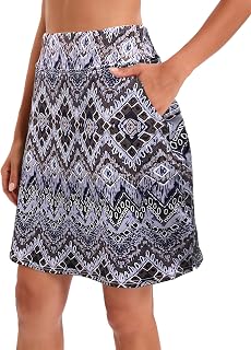 Jhsnjnr Ladies Golf Shorts with Pockets Knee Length Elastic Waist Athletic Active Tennis Skirt