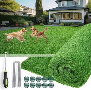 Oiyeefo Artificial Turf Grass Outdoor, 4x6FT Fake Grass with Drainage Holes | Synthetic, Realistic, Indoor Carpet Rug for Patio, Balcony, Backyard, Landscape Decor, Pet Friendly Dog Mat, Easy to Clean