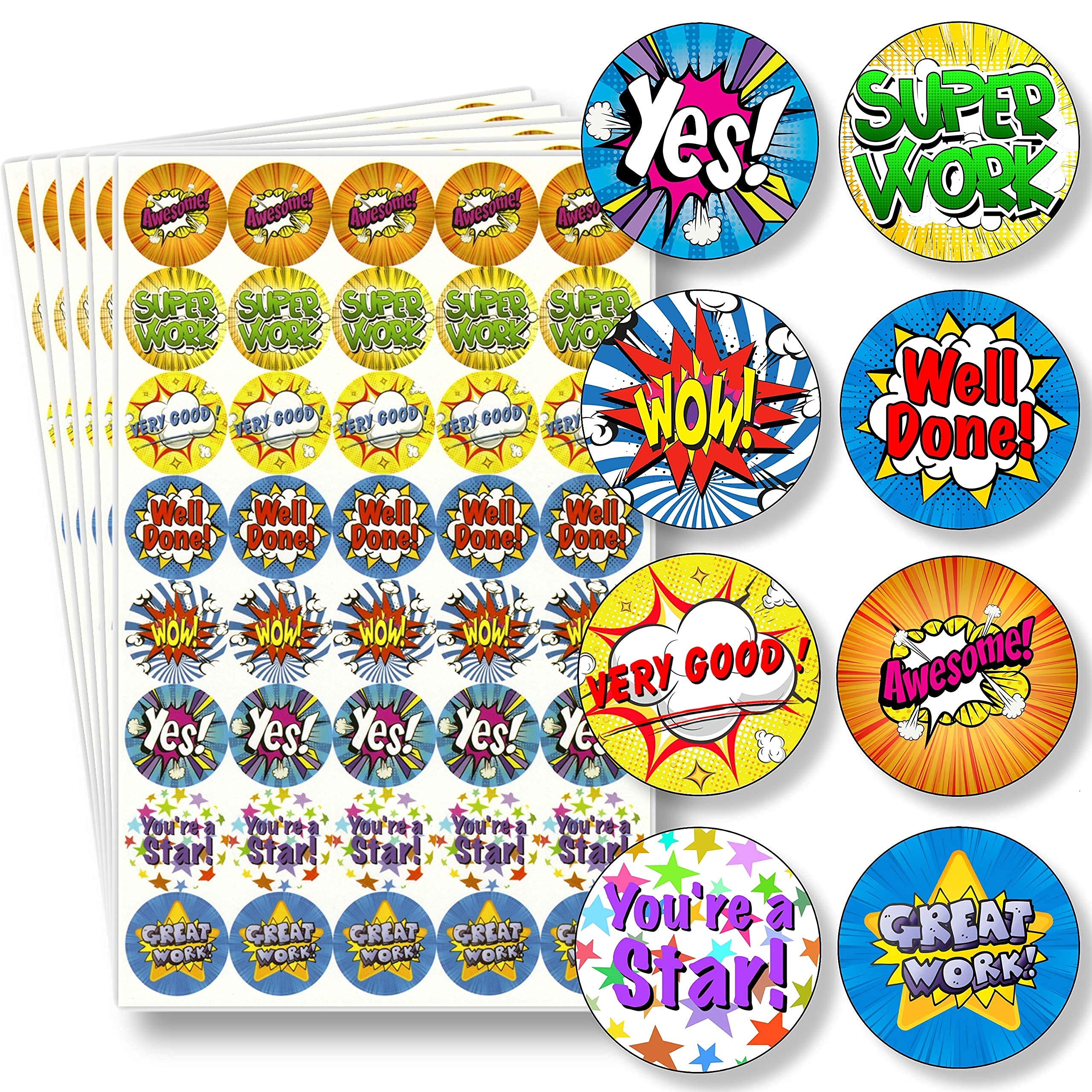 Innoveem Well Done Stickers for Children, 200 Reward Teacher Stickers | 25mm glo