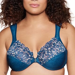 Glamorise Wonderwire Front-Closure Bra Underwire #1245, Women's Full Cup Bra