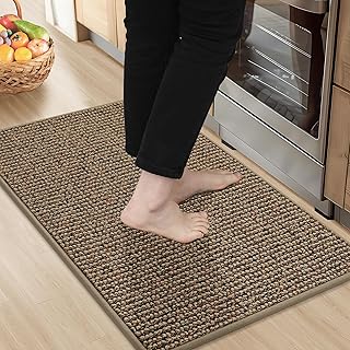 BEQHAUSE Kitchen Rugs 20"x32", Non-Slip Kitchen Mats for Floor, Taupe | Super Absorbent and Stain Resistant Kitchen Rugs, Machine Washable Rugs for Kitchen, Hallway, Laundry & Sink