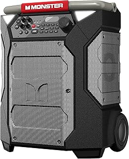 Monster Rockin' Roller 270 Portable Indoor/Outdoor Wireless Speaker, 200 Watts, Up to 100 Hours Playtime, IPX4 Water Resistant, Qi Charger, Connect to Another TWS Speaker (Renewed)