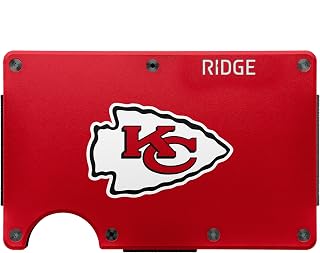 The Ridge NFL Wallet - Kansas City Chiefs - Slim Wallet, Card Holder, Holds up to 12 Cards RFID Safe, Blocks Chip Readers, Minimalist Wallet With Cash Strap & Extra Money Clip