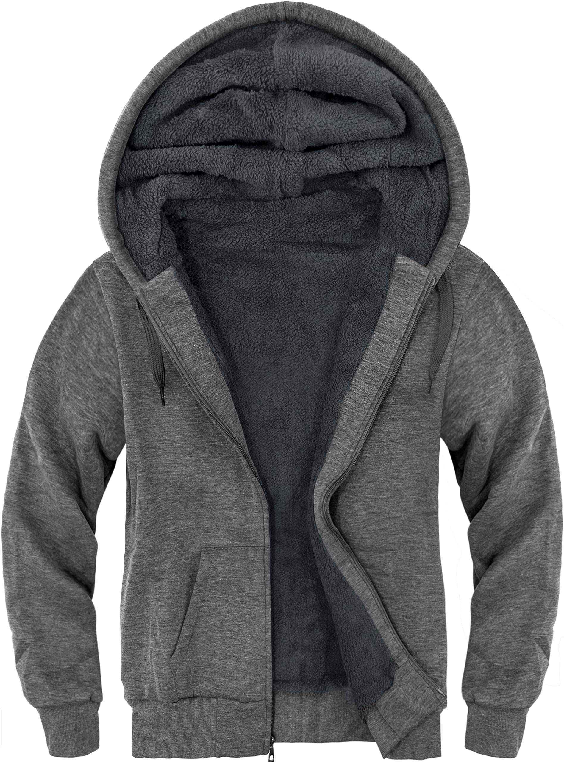 LLdress Men's Hooded Jacket with Zip Warm Lining Winter Jacket with Pockets Flee