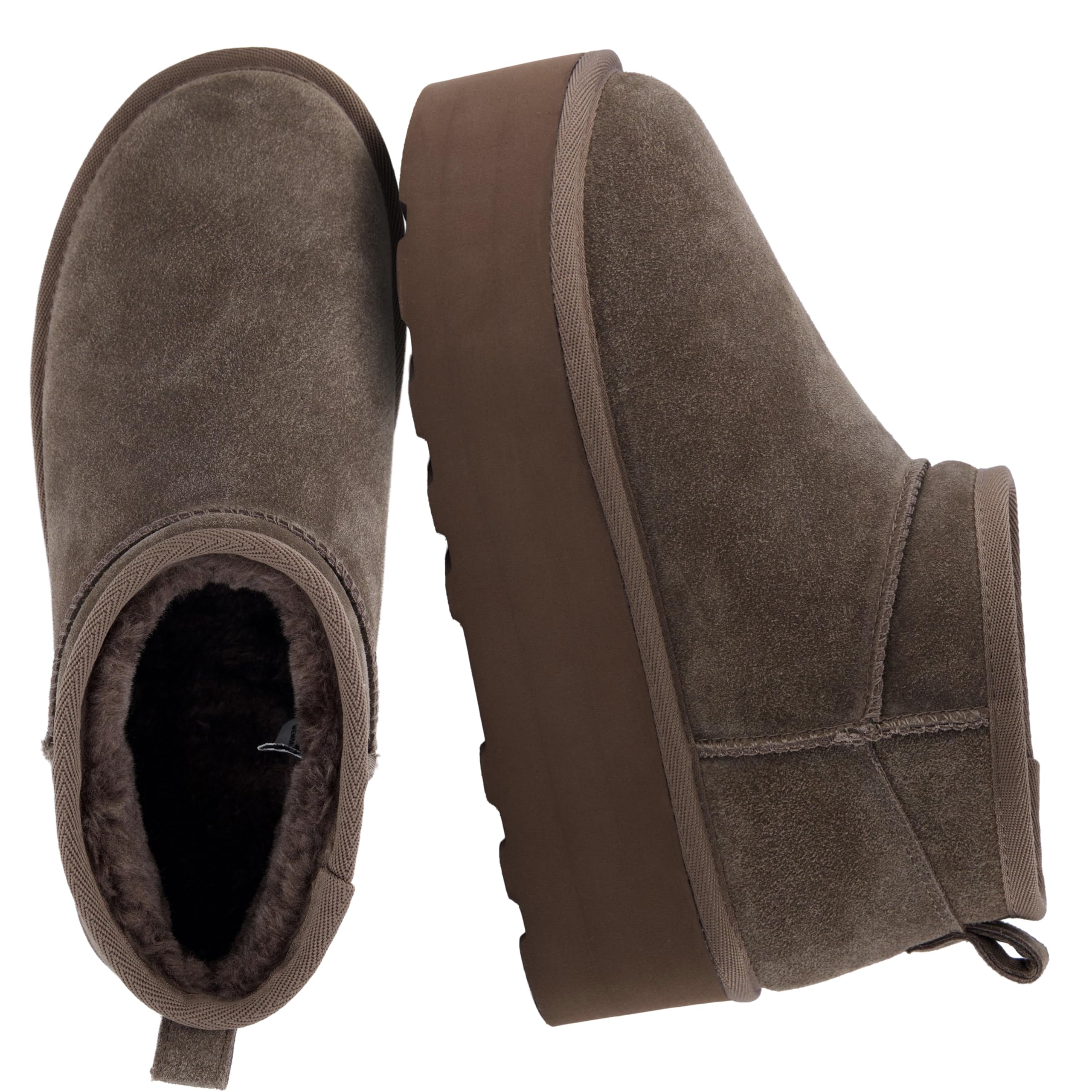 CUSHIONAIRE Women's Hippie Genuine Suede Pull-On Platform Boots + Memory Foam