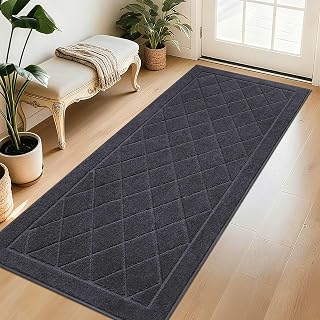 BEQHAUSE Dirt Trapper Door Mat 32" x 72", Doormat Non-Slip, Dark Grey | Entryway Rugs Washable, Dog Door Mat Stain Resistant and Absorbent Welcome Floor Mat for Front Back Door, Mud Wet Shoes&Paws