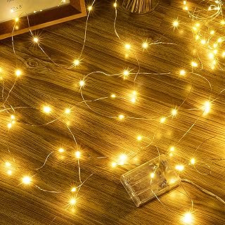 Ollny 5m 50 LED Fairy Lights Battery Operated, Copper Wire Christmas Lights | Battery Powered/Waterproof String Light for Indoor/Outdoor,Christmas Gift/Bedroom/Party/Bottle/Wedding Decorations Warm White