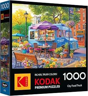RoseArt Kodak Premium City Food Truck 1000 Piece Jigsaw Puzzle | 26.625" x 19.25" Finished Size, Fully Interlocking Pieces, Bonus Poster Included, Made in USA