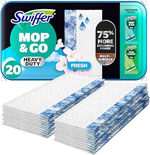 Swiffer Heavy Duty Mop Wet Multi-Surface Cloth Refills for Floor Mopping and Cleaning, Outdoor Window Fresh Scent, 20 Count