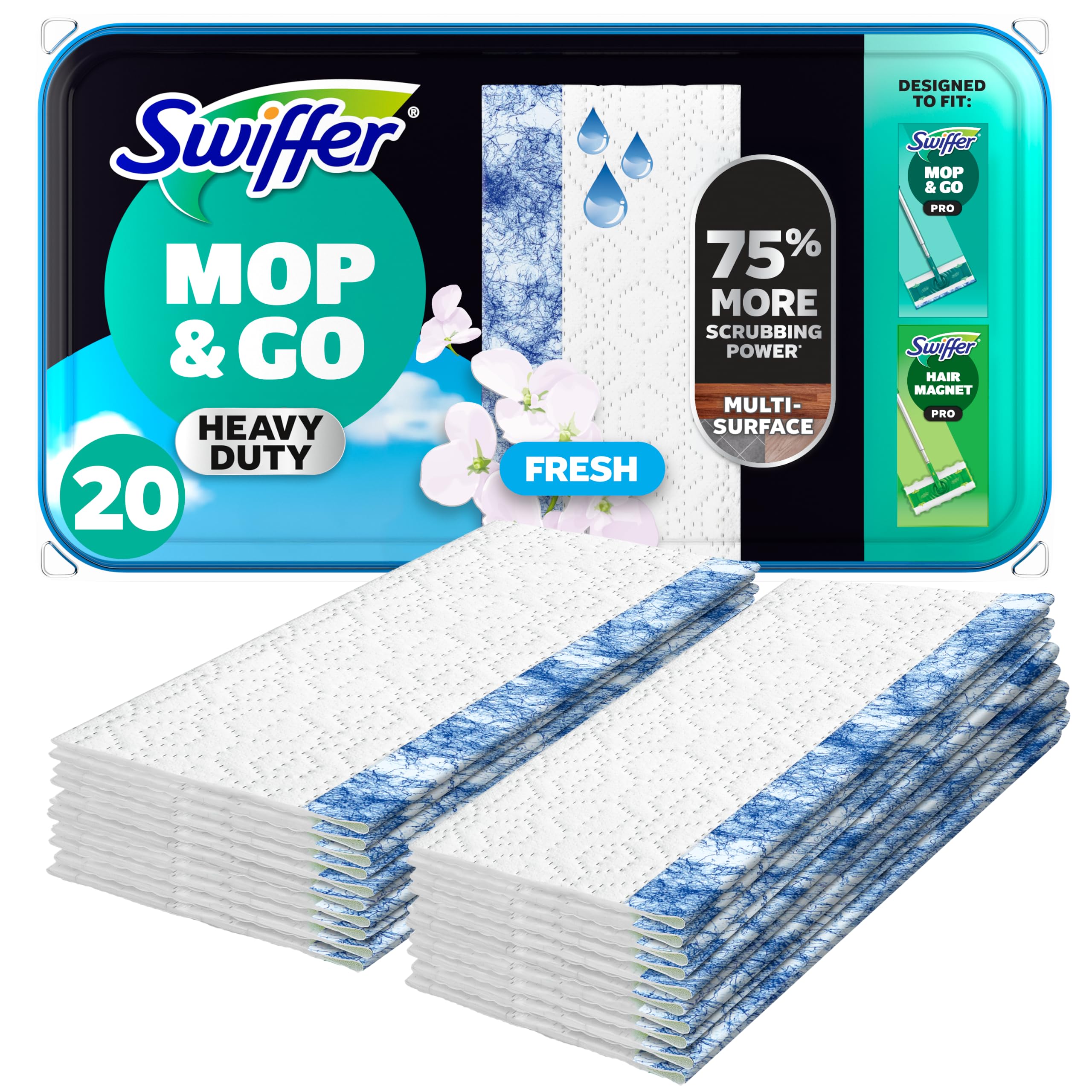Swiffer Heavy Duty Mop Wet Multi-Surface Cloth Refills for Floor Mopping and Cle