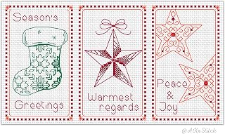 Christmas Cards Cross Stitch Kit with Threads, Fabric, Needle, Instructions and Card Blanks with Envelopes HANDMADE (Set B)