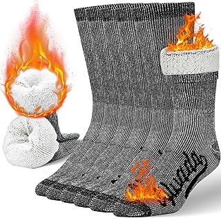 Alvada Mens Merino Wool Crew Socks Thermal and Warm Socks for Winter Work Hiking Running 3 Pairs