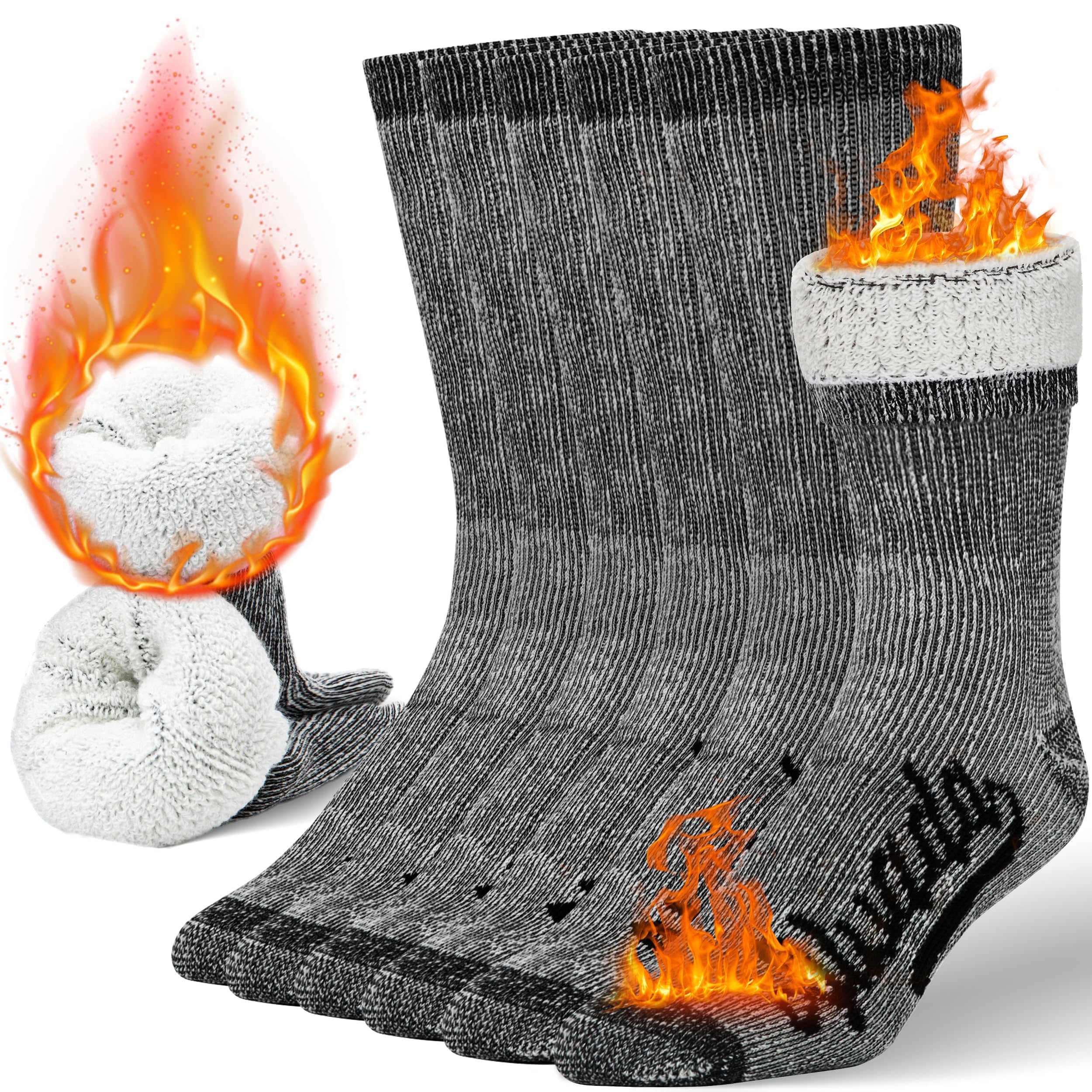 Alvada Mens Merino Wool Crew Socks Thermal and Warm Socks for Winter Work Hiking