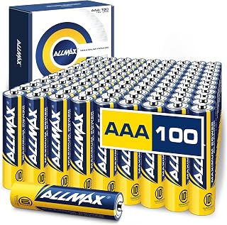 Allmax Maximum Power AAA MICRO (LR03) Alkaline Batteries (100 Pack): Ultra-Long Lifetime, 10 Years Storage, Leakproof, Compatible with Devices (1.5 Volt)