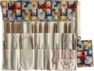 Knitting Needle Case, Crochet Hook &amp;Circular Needles Organizer (up to 14") | Roll Crochet Needle Bag for Straight and Circular Knitting Needles, Crochet Hooks and Accessories ,w/ Pouch(Bag Only)