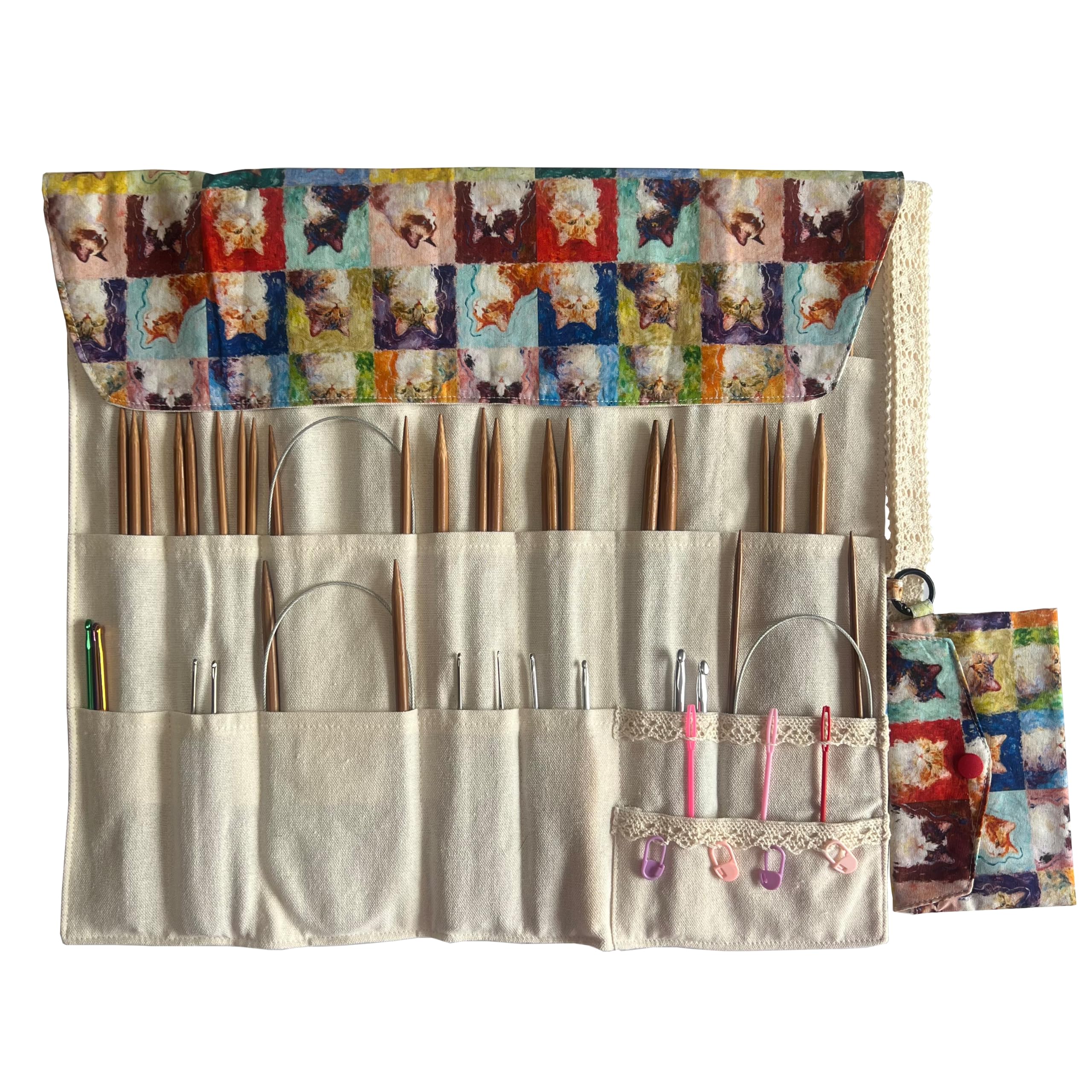 Knitting Needle Case, Crochet Hook &amp;Circular Needles Organizer (up to 14&quo