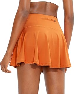 SANTINY, Women's 4 Pocket Pleated Tennis Skirt with Shorts High Waist