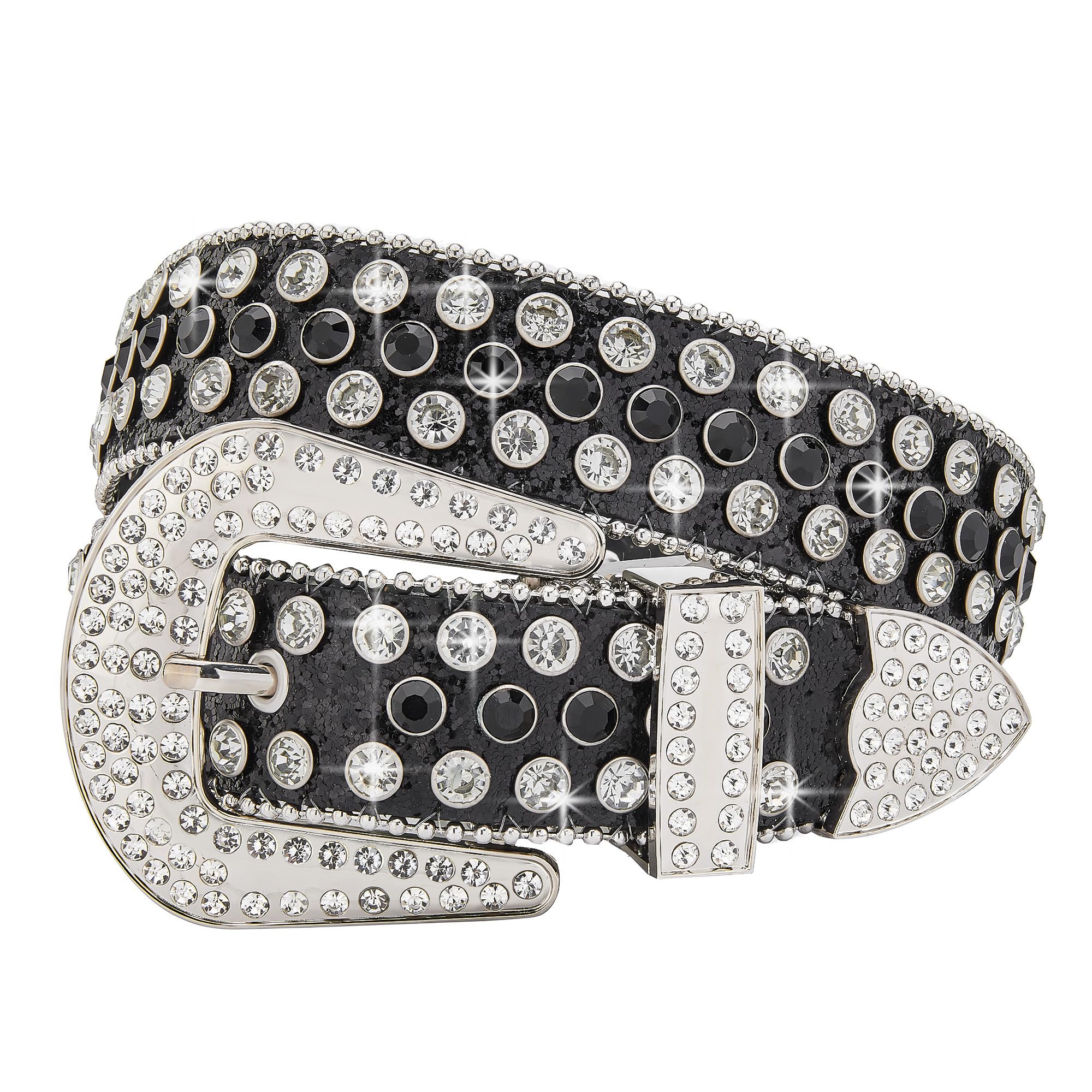 Men Fashion Rhinestone Belt Western Bling Studded Design Leather Diamond Belt fo