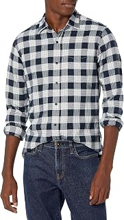 Amazon Essentials Men's Regular Fit Long-Sleeve Flannel Shirt, Soft Brushed Cotton, Lightweight yet Warm
