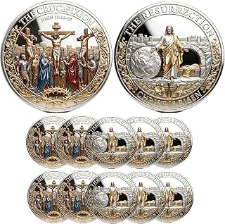 Jesus Coin Christian Gift, Crucifixion & Resurrection Religious Medallion | Christian Challenge Coins, Crown of Thorns & Empty Tomb, 3D,Double-Sided,Thoughtful Keepsake for Believers, Family
